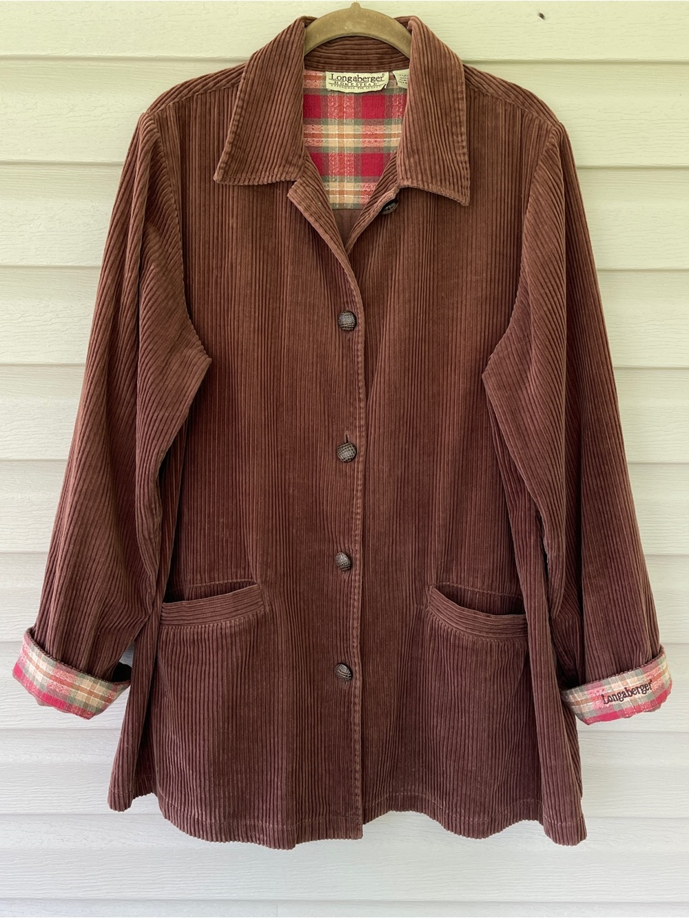 Longaberger Homestead Women's Brown Corduroy Button-Front Jacket/Shacket Size L